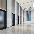 Modern Lobby Reception Desk Interior With Marble Floor Green Wall And Large Windows