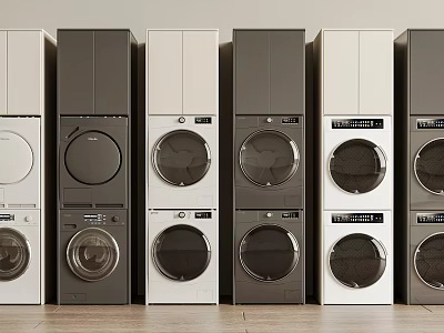 Modern Washing Machines In White Grey Black Colors With Various Styles On 3d model