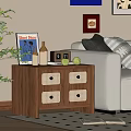 Antique side table sofa side table square side table 3d model
