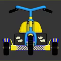 Kids Blue And Yellow Police Themed Tricycle Ride On Toy With Handle And Wheels