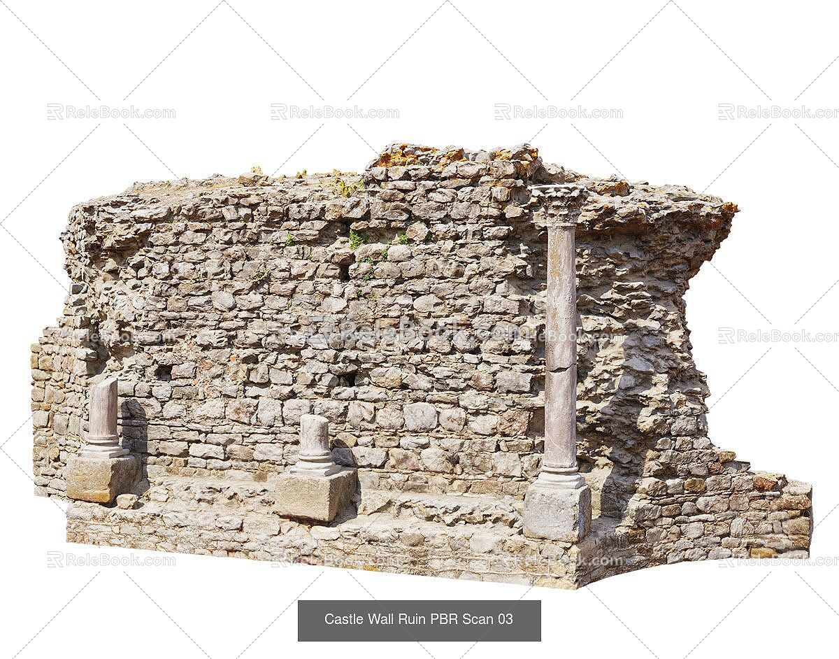 Stone Brick Ruins of City Wall Ruins 3d model