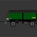 Green Agricultural Trailer With Grey Canopy Top And Yellow Side Signs