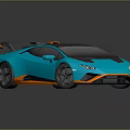 Blue Sports Car With Orange Accents Black Roof And Sleek Design