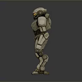 Futuristic Humanoid Mecha Character With Detailed White Armor And Mechanical Structure