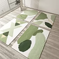 Square Rugs With Green Abstract Leaf Patterns On White Background For Living Room