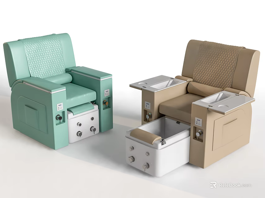 Light Green And Beige Massage Chair With Foot Massage Function And Control Panel 3d model 