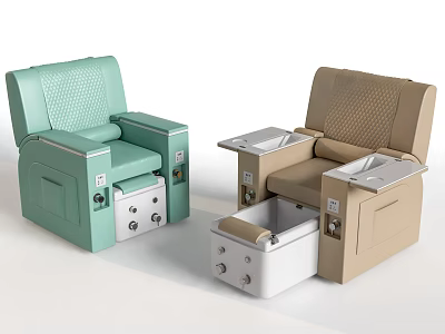 Light Green And Beige Massage Chair With Foot Massage Function And Control Panel 3d model