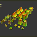 Colorful Building Blocks Scene With House Shaped Tree Shaped Toy Car And Geometric Elements
