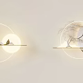 Modern Wall Lamp With Round Light Ring And Decorative Pine Mountain Ornament 3d model