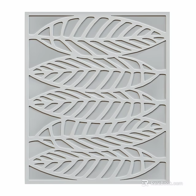 Modern Decorative Panel With Intricate Leaf Cutout Pattern And Smooth Texture 3d model