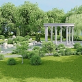 Modern Park Outdoor Landscape Greening Trees Plant Pile Grass 3d model