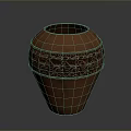 Handcrafted Brown Terracotta Vase With Intricate Decorative Patterns For Home Decor
