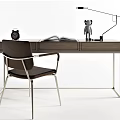 Modern Desk Setup With Chair Table Lamp Alarm Clock Open Book And Teddy Bear Figurine