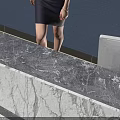 Modern Reception Desk 3D Model With Marble Surface And Welcome Background Wall 3d model