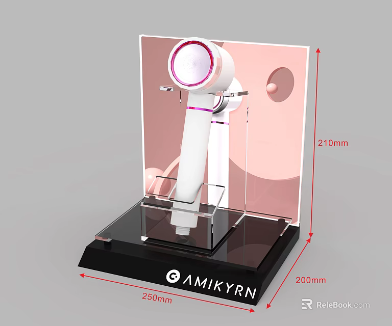 AMIKYRN Daily Use Handheld Appliance With Pink And White Design On Transparent Display Stand 3d model 