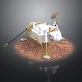 Lunar Lander Model With Antenna And Landing Legs On Moon Surface Brown Soil