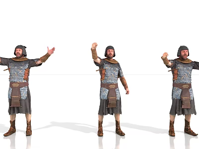 Medieval Men Wearing Armor With Various Poses And Gestures 3d model