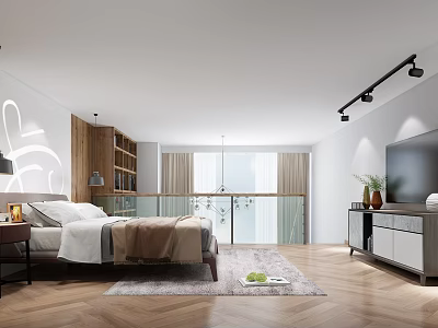Modern Kitchen Interior With Island Counter And Wooden Cabinets Design 3d model