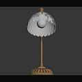 Elegant Brass Table Lamp With White Petal Shaped Shade And Decorative Base