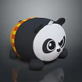 Cute Cartoon Panda Character With Black White Fur And Orange Yellow Checkered Belly Plush Toy