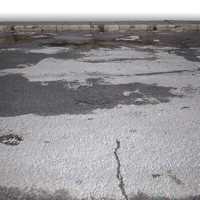 Damaged Asphalt Pavement With Visible Cracks And Potholes On Surface 3d model