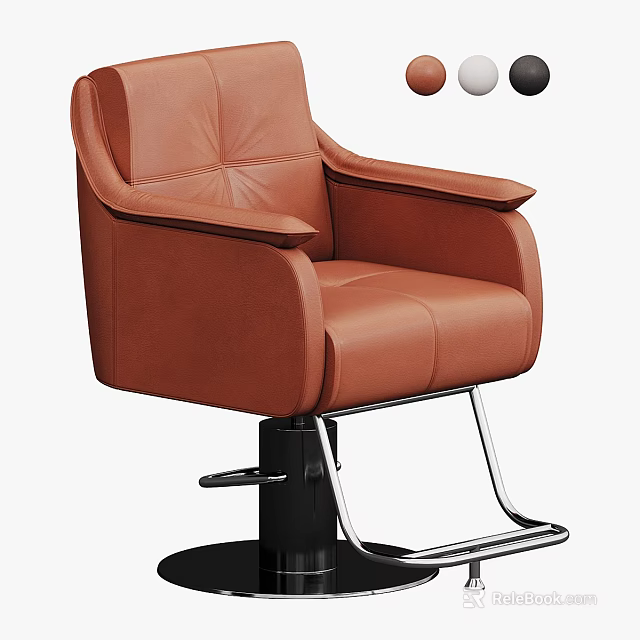 Comfortable Modern Brown Leather Massage Chair With Metal Base And Recline Function 3d model 