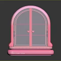 Stylish Pink Arched Glass Display Cabinet Furniture With Shelves And Transparent Design