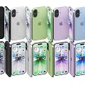 iPhone Smartphones With Transparent Cases In Different Colors