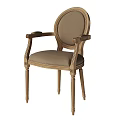Classic Wooden Dining Chair With Beige Upholstered Seat And Carved Armrests