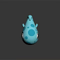 Cute Blue Spotted Cartoon Creature with Large Eyes Orange Mouth and Curled Tail