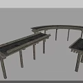 Road Facilities With Curved And Long Structures Featuring Stone Texture Support Columns 3d model