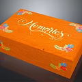 Decorative Wooden Box Engraved with Memories and Colorful Floral Decorations