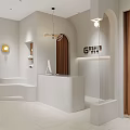 Modern Clothing Store Interior With Display Windows And Hanging Racks