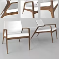 Stylish Leisure Chair with Wooden Frame White Upholstery and Armrests in Modern Design
