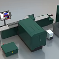 Green Modern Industrial Equipment With Control Panel Display Screen Storage Cabinets And Waste Bins