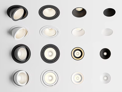 Stylish Modern Downlights And Spotlights In Various Colors For Home Interior 3d model