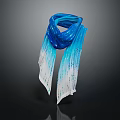 Elegant Blue And White Gradient Scarf With Silky Draped Design Fashion Accessory