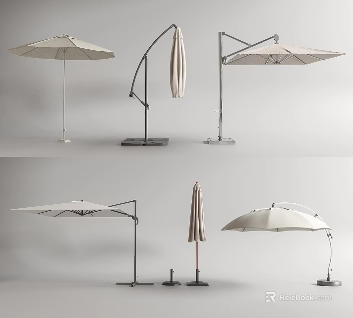 Outdoor Sunshades With Various Modern Designs Adjustable Stands And Foldable Features 3d model 