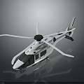 White Modern Helicopter With Sleek Body And Rotors On Reflective Surface