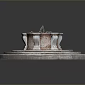 Classical Stone Fountain With Circular Base And Multi Tiered Steps Design 3d model