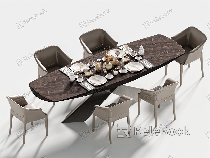 Modern Dining Table and Chair Dining Table Dining Chair Single Chair Tableware model