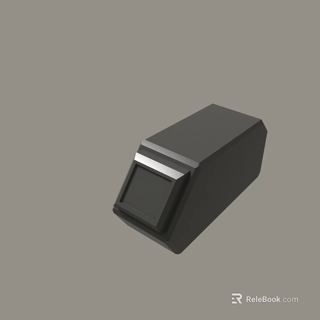 Black Rectangular Object With Silver Stripe And Square Front Panel Design 3d model 