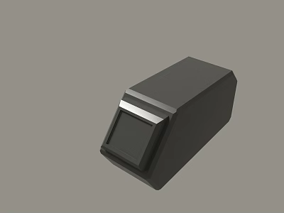 Black Rectangular Object With Silver Stripe And Square Front Panel Design 3d model