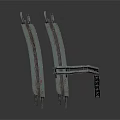 Heavy Duty Industrial Equipment Featuring Curved Metal Tracks And Bracket Frames