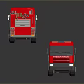 Two Red Fire Truck Toy Models With Ladder And Wheel Details