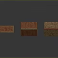 Three Wooden Market Stalls With Red Thatched And Flat Roof Structures