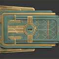 Turquoise And Gold Decorative Storage Box With Geometric Patterns And Ornate Details
