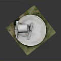 Traditional Stone Mill With Circular Base And Roller On Grassy Ground 3d model