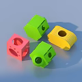 Colorful Decorative Household Items Pink Green Yellow Cubes Rectangular Blocks With Holes