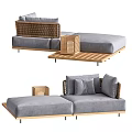 New Chinese-style Minotti double sofa 3d model